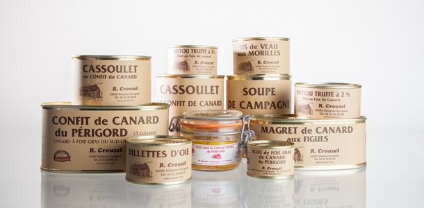 Extrait de la gamme des conserves de la famille Crouzel, artisan conserveur en Dordogne Extrait de la gamme des conserves de la famille Crouzel, artisan conserveur en Dordogne