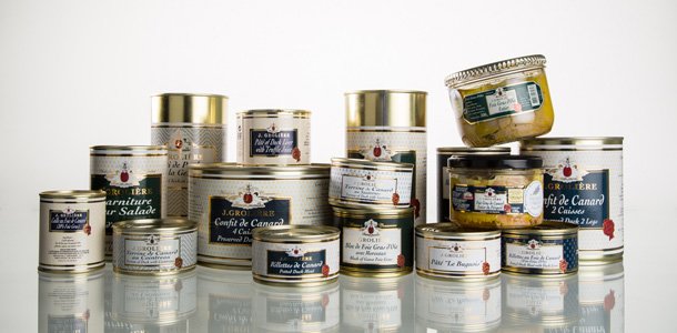 Extrait de la gamme des conserves de Jean-Marc et Sophie Grolière, artisan conserveur en Dordogne Extrait de la gamme des conserves de Jean-Marc et Sophie Grolière, artisan conserveur en Dordogne