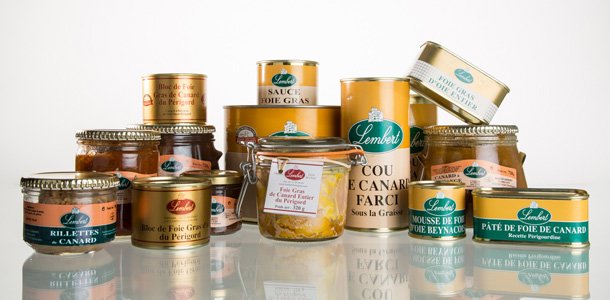 Extrait de la gamme des conserves de la Maison Lembert, artisan conserveur en Dordogne Extrait de la gamme des conserves de la Maison Lembert, artisan conserveur en Dordogne