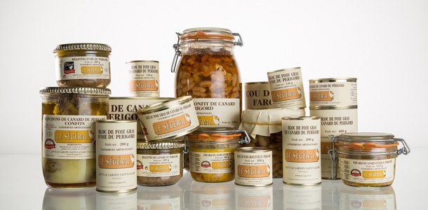 Extrait de la gamme des conserves de Le Ségéral, artisan conserveur en Dordogne