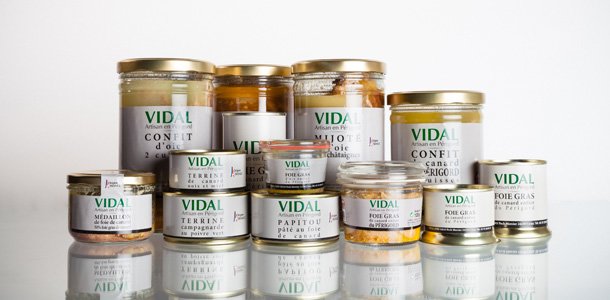 Extrait de la gamme de la famille Vidal, artisan conserveur en Dordogne Extrait de la gamme de la famille Vidal, artisan conserveur en Dordogne